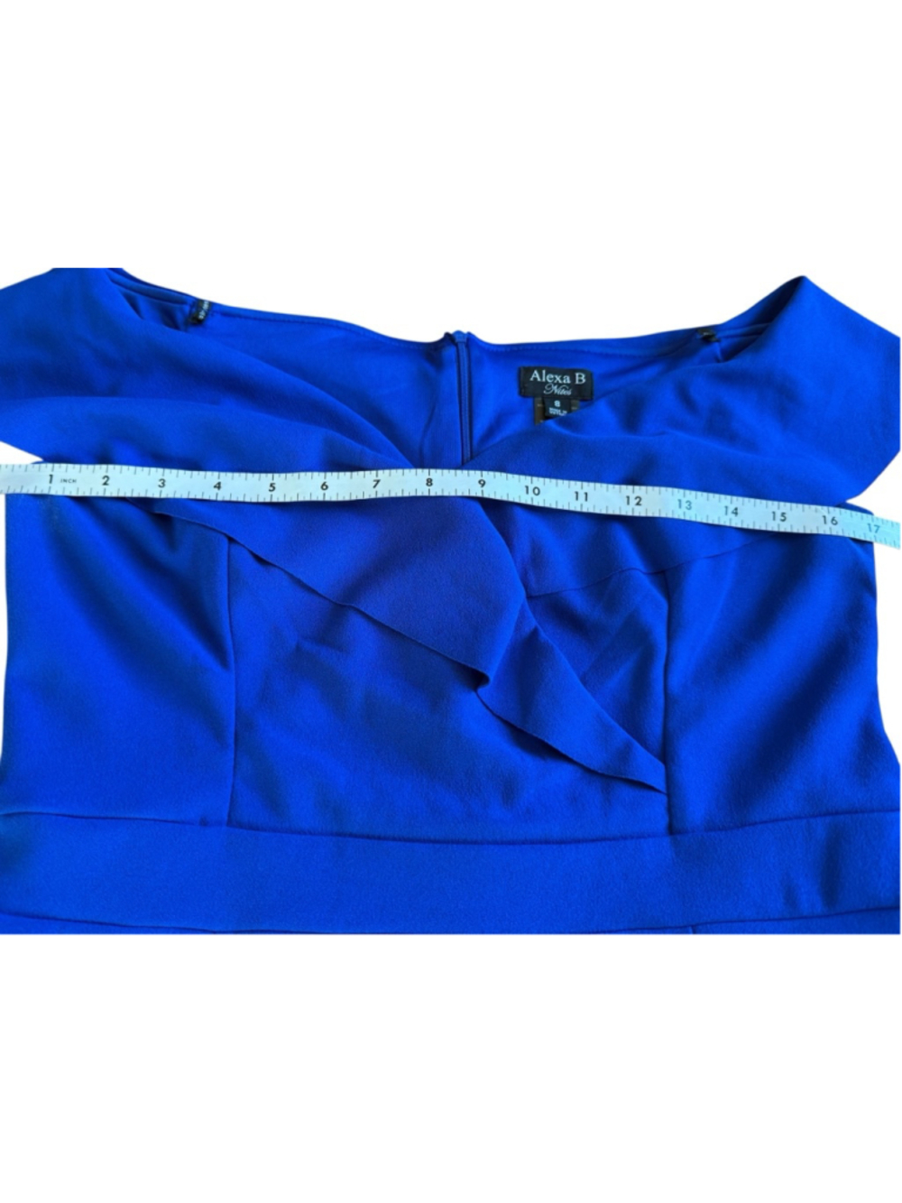 Alexa B Nites Royal Blue Off-Shoulder Midi Dress Size 8 - Picture 8 of 13